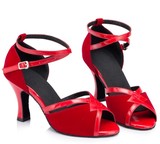 包邮2016新款时尚女式中高跟绒布面拉丁摩登舞鞋软底舞蹈鞋大红色