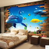 儿童房卡通壁纸 3d立体海洋背景墙纸 大型壁画无缝墙布海底世界