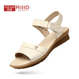奥康旗下RIIID2015夏季新款平底凉鞋女真皮平跟防滑中老年妈妈鞋