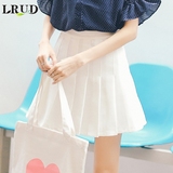 LRUD2016夏季新款韩版学院风百搭纯色半身裙女高腰显瘦百褶裙裤