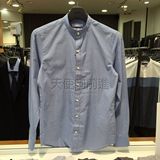 ZIOZIA 韩国专柜代购 16春款男士蓝色立领纯棉长袖衬衫CBW1WC1102