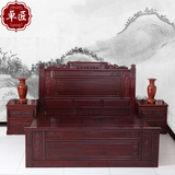 中式红木家具 南美红酸枝实木床 红木床1.8米 双人床 如意象雕花
