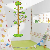 防水装饰贴墙贴卡通儿童房幼儿园动物贴纸熊猫宝宝爬树身高贴