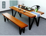椅组合6人做旧餐桌美式餐桌长方形复古办公桌会议桌餐桌