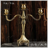 欧式复古典三头青古铜蜡烛台 金属锡器锡制摆件 青铜色五头蜡台