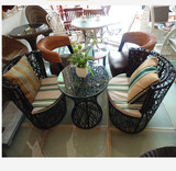 藤椅茶几三件套室外阳台休闲藤椅组合咖啡厅庭院客厅时尚小桌椅