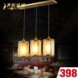 欧式全铜吊灯美式铜灯餐厅灯温馨吧台简约创意圆形三头地中海灯具