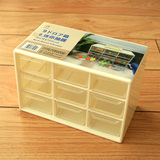 九格迷你型桌面抽屉式收纳盒 小储物盒透明首饰盒 小物分类整理盒