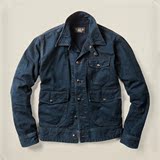 现货 代购 RRL 复古咔叽 靛蓝染色 做旧 工装夹克 外套#54993346