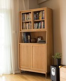 置物架书柜书架全纯实木橡木 简约现代北欧极简复古日式时尚家具