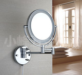 壁挂薄超折叠带led灯双面美容镜子浴室化妆镜8寸卫生间伸缩镜