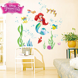 迪士尼 美人鱼浴室防水 墙贴纸 儿童卧室客厅装饰 可移除温馨贴画