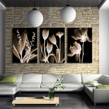 客厅装饰画无框金色年华冰晶玻璃三联个性简约挂画沙发背景墙拼画
