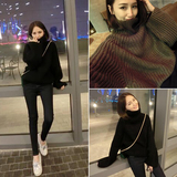2016韩版高领毛衣女冬装新款打底针织线衣宽松长袖纯色针织衫女潮