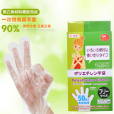 日本KM餐饮食品一次性手套加厚加长 薄膜pe手套塑料防护手套