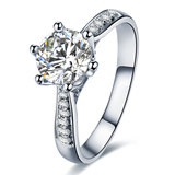 菲钻珠宝 白18K金钻石戒指 豪华群镶钻石女戒 旋转皇冠钻戒