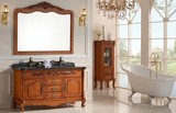 简欧式浴室柜PVC板橡木实木陶瓷大理石落地组合仿古卫浴柜