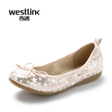 Westlink/西遇2016春季新款 潮圆头浅口星星蛋卷平底芭蕾鞋女鞋