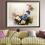 钻石画十字绣牡丹花卉新款餐厅卧室客厅3d十字绣蓝色蝴蝶油画系列