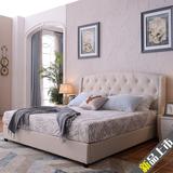 布艺床欧式床简约现代婚床 双人床1.8米实木软包美式床储物床
