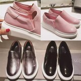2016春新MQueen同款平跟乐福鞋女一脚蹬真皮粉色单鞋厚底休闲鞋子