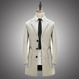 卡宾男士风衣2015秋冬装新款男士大衣青年中长款修身型休闲外套
