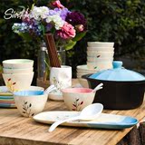 西芙 创意家用日式韩式 家用手绘陶瓷碗筷碗盘碗碟高档陶餐具套装