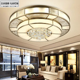 新中式水晶吸顶灯全铜奢华灯具圆形LED客厅灯中国风仿古灯具灯饰