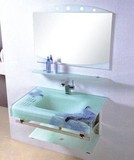 卫浴玻璃洗面盆陶瓷洗手盆卫生间洗漱盆挂墙洗脸盆组合浴室柜面池