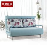 埃蒙 韩式小户型客厅折叠沙发可拆洗布艺创意多功能两用沙发床1.5