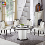 韩式圆形餐桌大理石一桌六椅欧式餐桌椅组合天然橡木韩式中式圆桌