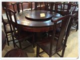 【佳雪红木】正宗老挝大红酸枝餐桌餐椅1.38米 圆餐桌带转盘 红木