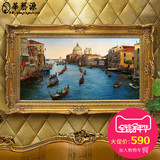 风景油画手绘客厅壁画有框装饰画手工风景威尼斯挂画欧式油画定制