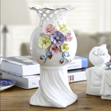 现代简约镂空陶瓷花瓶摆件美式创意家居客厅餐厅玄关装饰花瓶花插