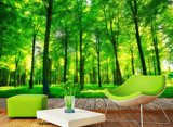 大型3D立体绿色树林电视背景墙纸客厅沙发背景墙壁纸卧室风景壁画