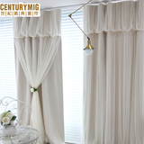 韩式公主窗帘白色纱蕾丝纯色窗纱客厅卧室遮光成品窗帘布飘窗窗帘
