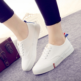 环球韩版女士纯色帆布鞋低帮系带休闲鞋白色学生板鞋小白鞋布鞋
