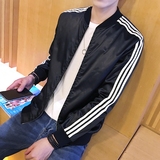 秋装新款黑色夹克男青年韩版修身棒球领外套运动休闲jacket开衫潮