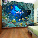 3D立体个性儿童房卡通背景墙墙纸壁纸卧室大型壁画地中海海底世界