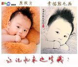 聚光点宝宝肖像胎毛画 猴婴儿胎发画  满月百天胎毛纪念品笔制作
