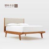简约现代全实木橡木床北欧风格软靠背双人床婚床可定做高箱储物床