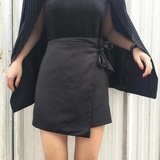 2016夏季新款修身显瘦包臀半身裙韩国高腰不规则小黑裙短裙子学生
