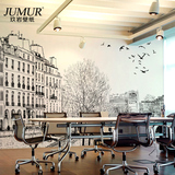 现代工作室个性时尚素描背景墙壁纸墙纸无缝大型壁画 城市的回音