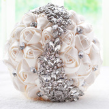 韩式新娘手捧花球创意绸缎丝带水钻珍珠伴娘结婚花球摄影楼道具花