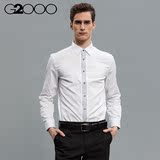 G2000男士商务绅士白色长袖衬衫时尚经典衬衣修身秋冬季