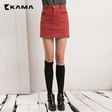 卡玛KAMA 秋季新款女装 高腰休闲百搭军旅风女短裙7315153