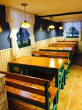 定制地中海咖啡厅桌椅做旧实木餐桌酒吧仿古面馆奶茶店甜品店桌椅
