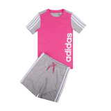 2016夏季新款Adidas童装专柜正品女小儿童短袖短裤运动套装AN9844