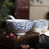 高义夫釉下彩青花瓷陶瓷饭碗4.5英寸餐具面碗甜品碗批发
