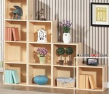 实木小型书架落地个性创意原木格子简易组合立式松木展示置物书柜